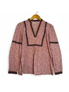 Faherty Women's Long Sleeve Organic Cotton Blouse Size XS